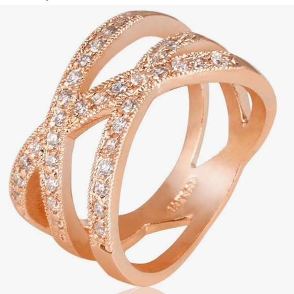 FAIRY COUPLE Jewelry - FAIRY COUPLE Women's 18K Rose Gold Plated Wide Band Ring Size 8